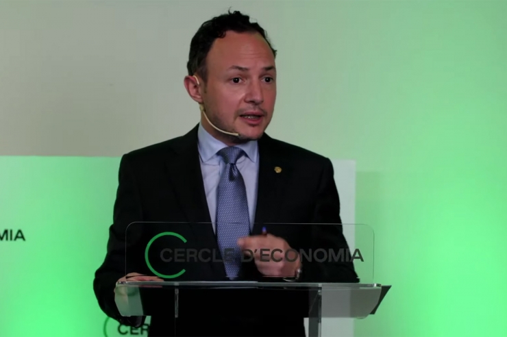 El cap de Govern, Xavier Espot, durant la conferència.